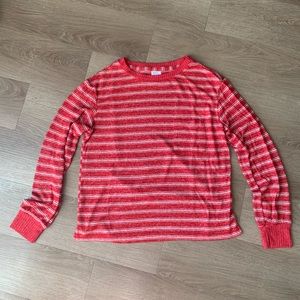 Stars Above Red and White Striped Long Sleeve Pajama Top, Size XS X-Small